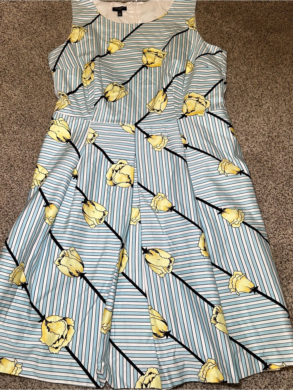 Talbots Light Blue & Yellow Striped Floral Dress